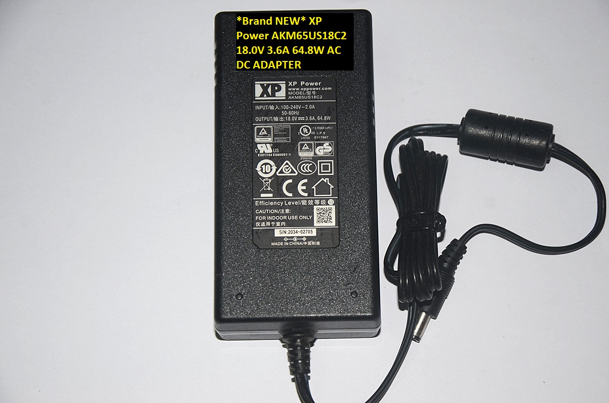 *Brand NEW* 64.8W 18.0V 3.6A AC DC ADAPTER XP Power AKM65US18C2 - Click Image to Close